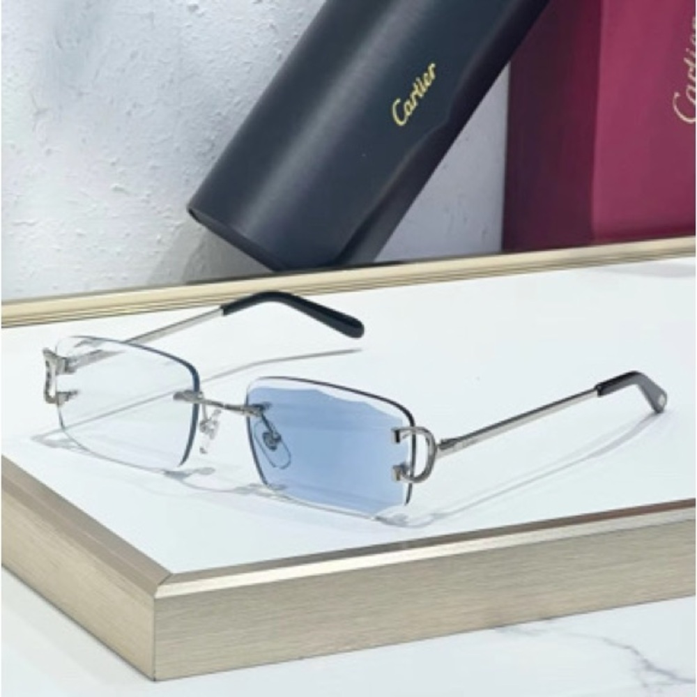 Cartier Silver and Blue Men's Glasses